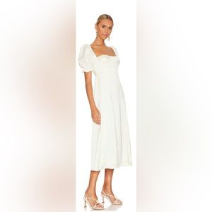 We Wore What White Puff Sleeve MIDI Dress